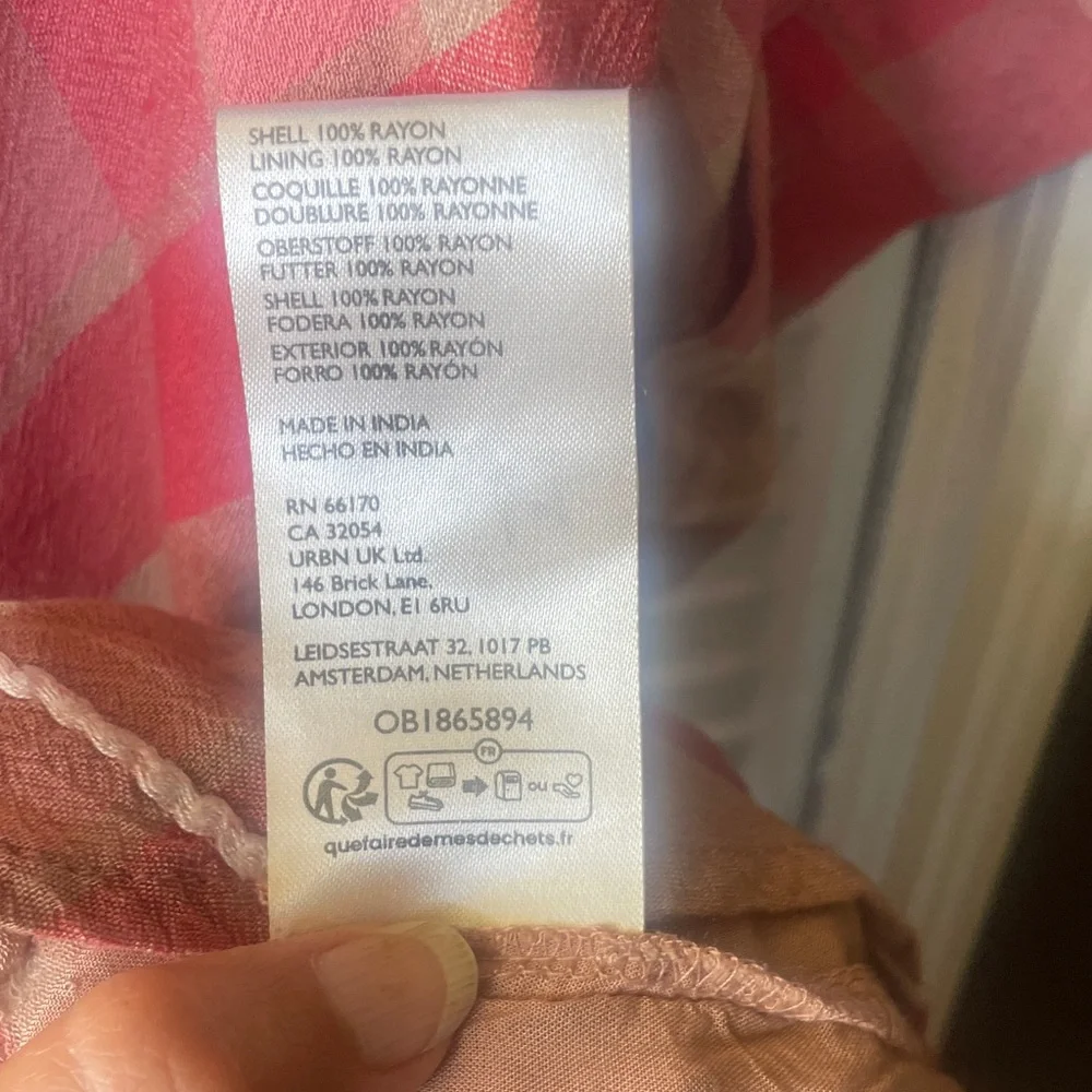 Free People Pink and tan Plaid V-Neck dress-M
